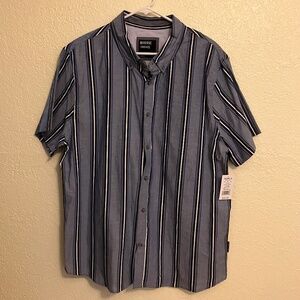 Reverse Threads Button Down-Shirt Men's Navy Dobby 100% Cotton NWT - Size XL